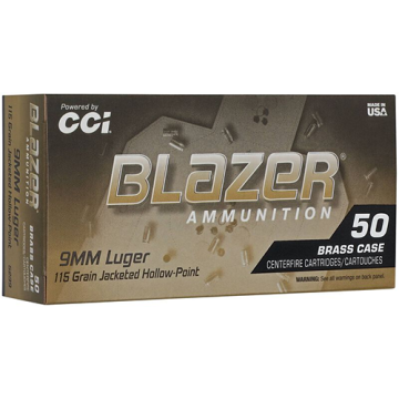 CCI - Blazer Brass 9mm 115gr JHP 50rd