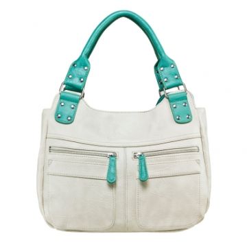 VISM - Hobo Bag Off White with Seafoam Trim