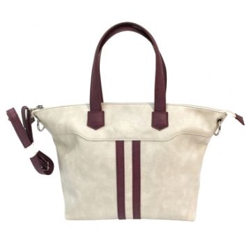 VISM - Satchel Off White w/ Burgundy Trim