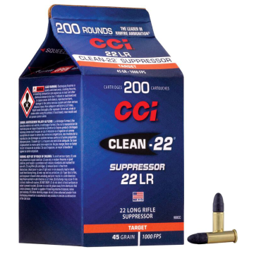 CCI - 22LR Suppressor Clean-22 BLK 45gr LRN 200rd