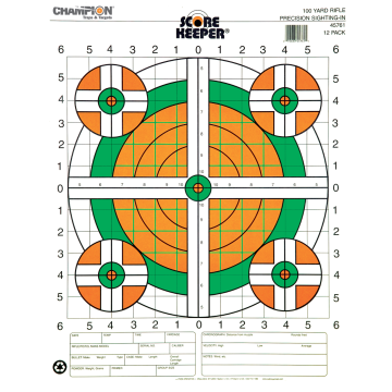 Outers - Scorekeeper 100 Yard Sight-In Fluorescent Target 12 Pack