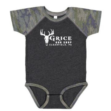 Grice Gun Shop - Grice Logo Infant Onesie Vintage Storm Camo
