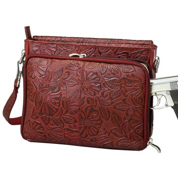 Gun Tote'n Mamas - Handbag, Tooled Cowhide Black Cherry