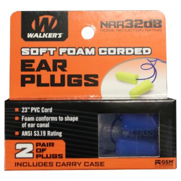 Walker's - Neon Yellow/Blue Corded Foam Plug 2 pair