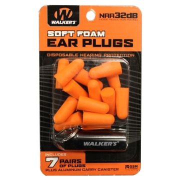 Walker's - Neon Orange Foam Plug with Black Canister 7pair