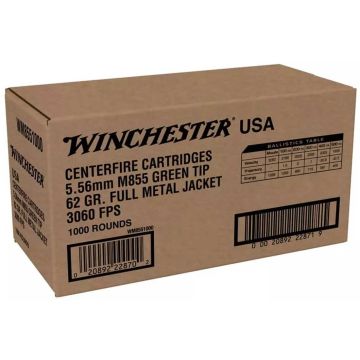 Winchester - 5.56x45mm M855 62gr FMJ LC Green Tip Ammo 1000rd 